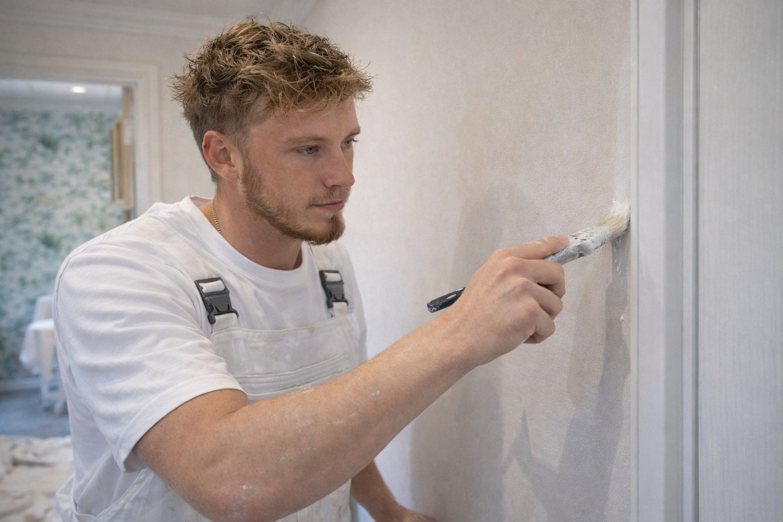 Living room with fresh paint and neat edges